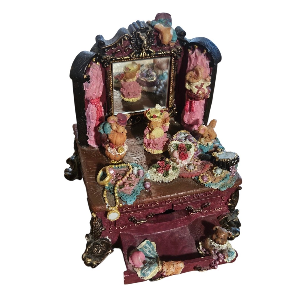 Mice On Dresser‎ Animated Musical Figurine Music Box Classic Treasures Works.